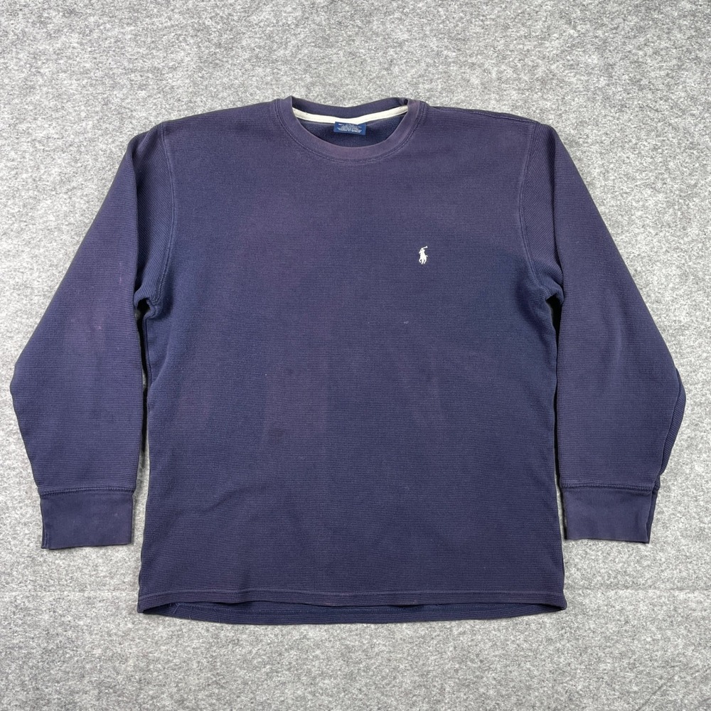 Polo Ralph Lauren Sleepwear Mens Large Navy Blue Waffle Knit Thermal Shirt